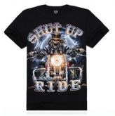 Camiseta Preta Shut Up and Ride